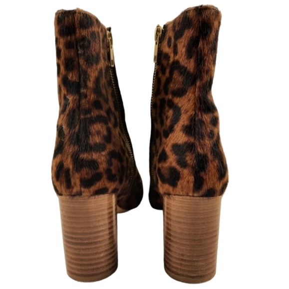 A.P.C. LIV Calf Hair Leather Ankle Boot Leopard Animal Print Pony Bootie Heeled - Picture 6 of 10